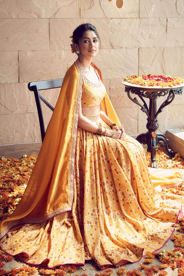 Mustard Bandhani Lehenga