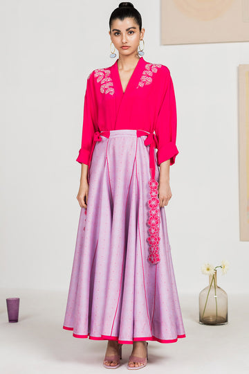 Deep Pink and Lilac Skirt Set
