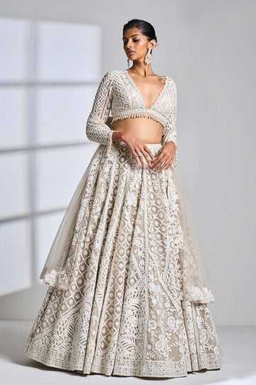 Nude cream abstract lehenga