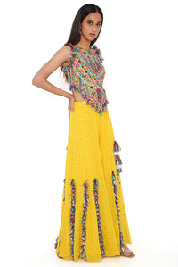 Yellow Georgette Embroidered Choli With Sharara