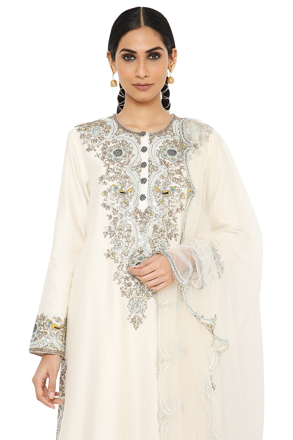 Inaya Embroidered Kurta With Palazzo And Dupatta