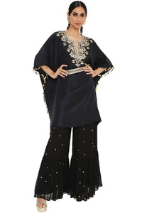 Juri Embroidered Kaftan With Sharara And Belt