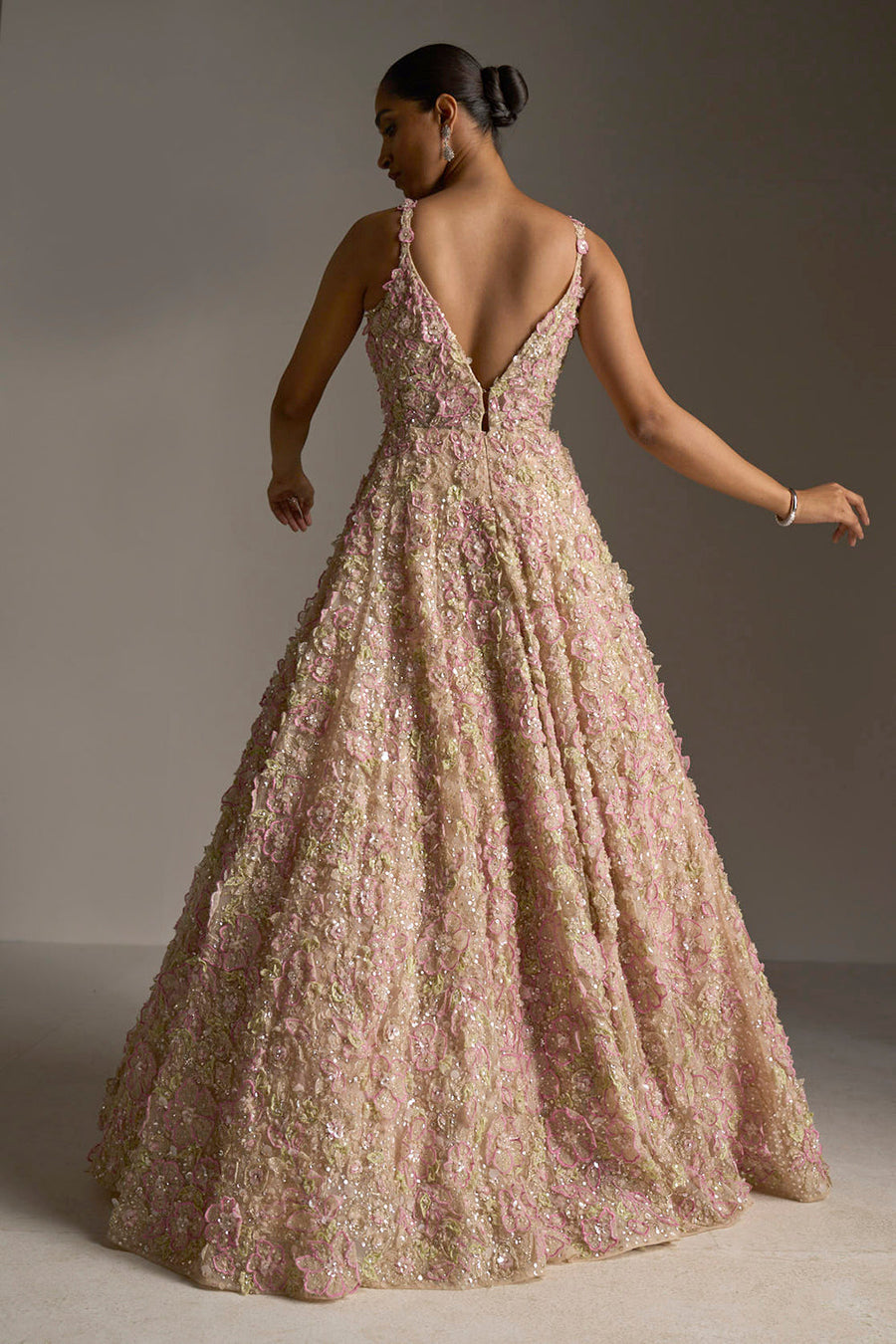 Expensive | Peach Indian Gown and Peach Designer Gown Online Shopping