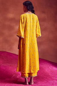Yellow Silk Anarkali Set