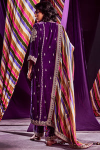 Purple Velvet Kurta Set