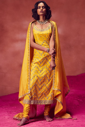 Yellow Strappy Kurta Set