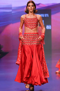 Surkh Laal Skirt With Blouse & Dupatta