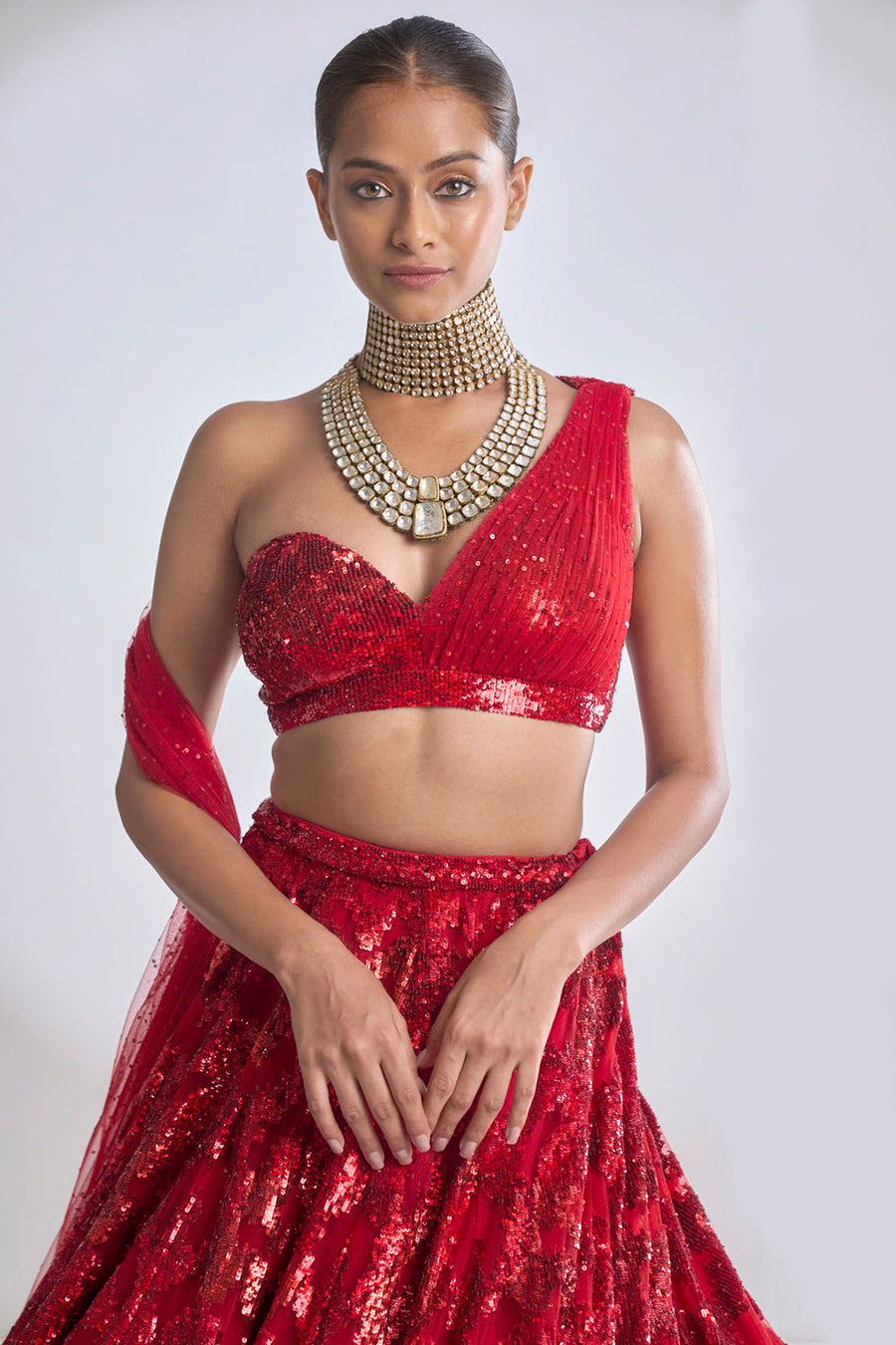 Red with Golden Work Bridal Wear Trail Design Lehengas at Rs 16950 in Delhi