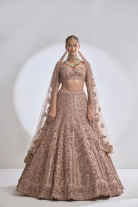 Rose Gold Three-Dimensional Lehenga Set