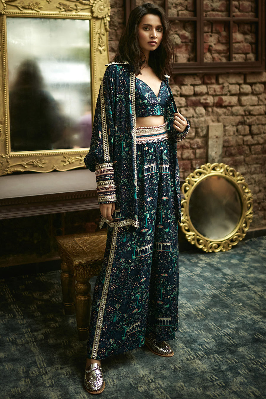 Blue Mor Jaal Cuff Jacket and Pleated Pants