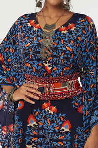 Blue Big Butta Print Kaftan Jumpsuit