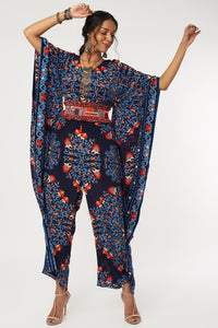 Blue Big Butta Print Kaftan Jumpsuit