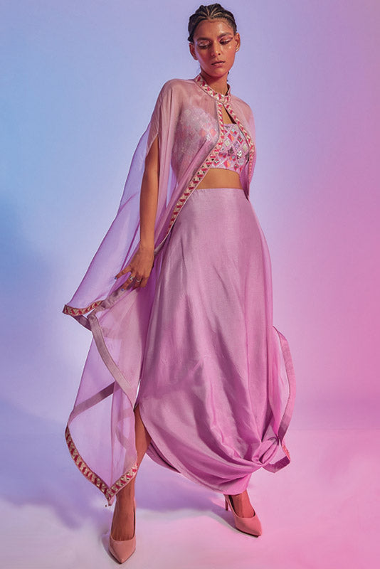 Lilac Drape Skirt Set