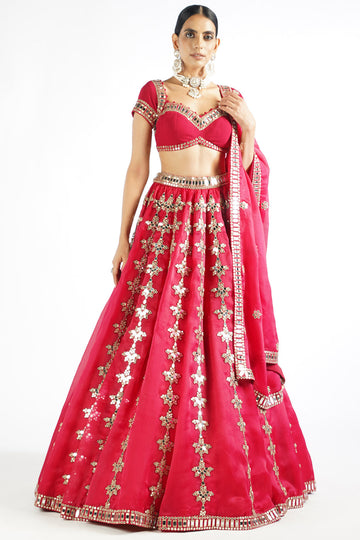 Crimson Red Chandelier Drop Lehenga Set