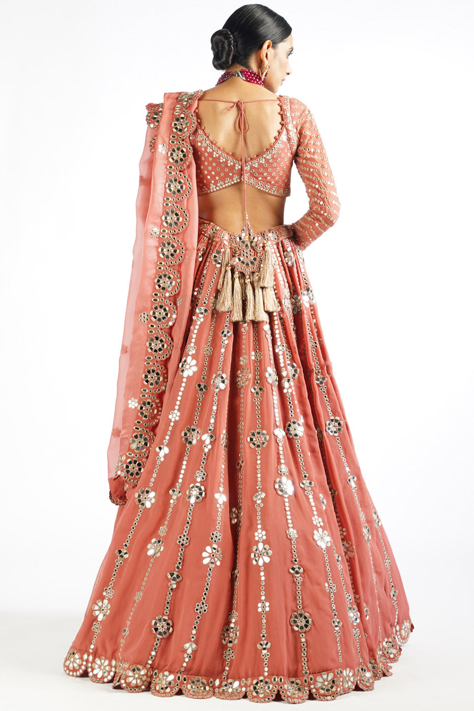 Mellow Rose Big Flower Linear Lehenga Set