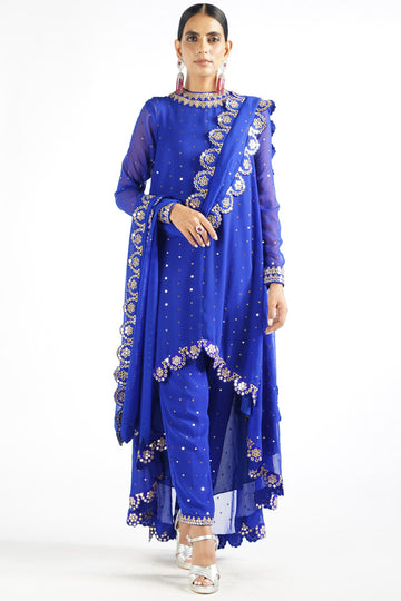 Royal Blue Scallop Pant Kurta Set