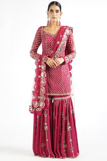 Mellow Wine Sharara Set