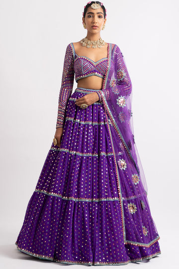 Purple Multi Tier Multi Color Lehenga Set