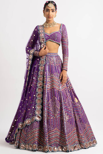 Purple Heavy Multi Color Lehenga Set