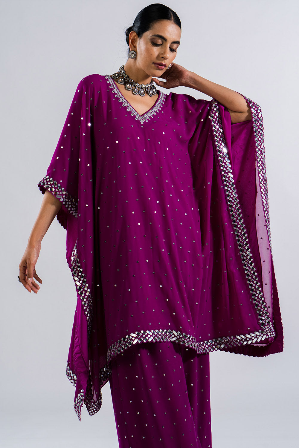 Pop Wine Kaftan Set