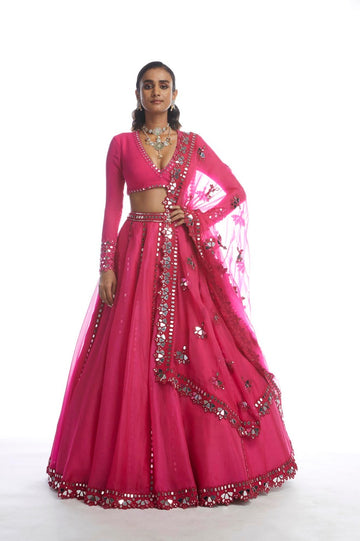 Peacock Pink Mirror Lehenga